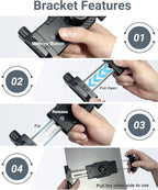 Metal Kitchen Tablet Stand, Fit for 6.1-15.6" Devices, Magic Long Arm Mount for Cabinet, Desk, Table, with 360° Foldable Rotation Aluminum Holder, Compatible with iPad Pro/Air/Mini, Galaxy Tab