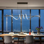 Modern Ceiling Chandelier Light, Acrylic Anti Flicker Pendant Lamp with Remote Control Dimmable 3 Color Mode & Brightness (Warm Cool Neutral Light) for Kitchen Bar（Black,57IN