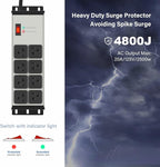 CCCEI Magnetic Heavy Duty Power Strip Surge Protector 20Amp, 12 Gauge High Amp Extension Outlets, Garage Wall Mount 8 Plug Metal Power Strip. 15FT, Grey, 5-15P Adapter 6-20R T-Slot 20a for Appliance