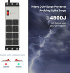 CCCEI Grey Heavy Duty Power Strip Surge Protector 20 AMP, 8 Outlets 12 Gauge Industrial Shop Garage Metal Multiple Outlets, 12 FT Extension Cord 5-15P Adapter High Amp 6-20R T-Slot 20a for Appliance