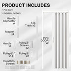 48"-72" x 80" Accordion Doors Interior - Three Installation Options, Vinyl PVC Bifold Accordion Closet Doors, Includes Door & Mounting Hardware, Handle, Temporary Folding Door for Doorway Pantry, Oak
