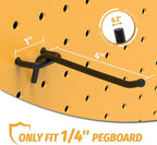 HUHOLE Black Pegboard Hooks 4 Inch, 25PC, Heavy Duty Pegboard Hooks, Fit 1/4" Peg Board