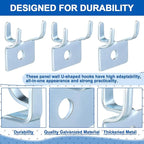 Tandefio 50 Pcs Pegboard Hooks Metal Prong Hook Peg Board for Hanging Hangers for Wall Picture Jewelry Display Tool (Silver)