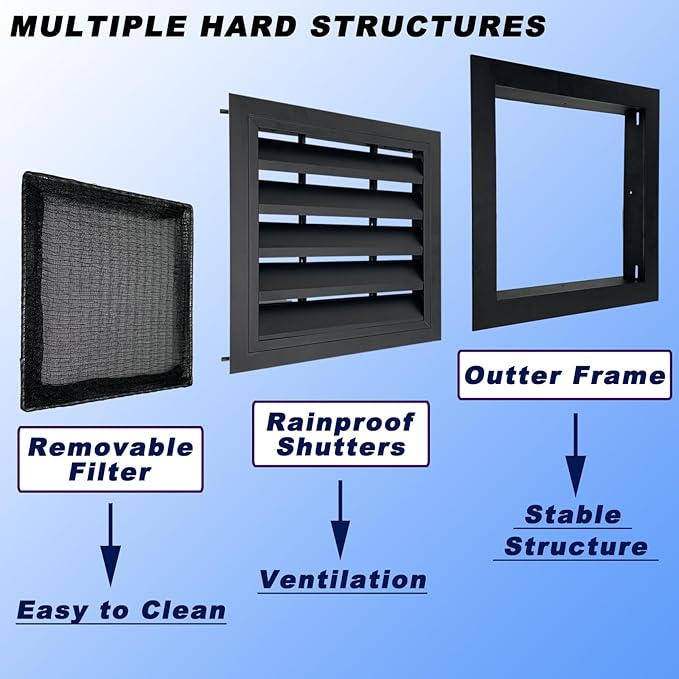 12"*18" Gable Vent,Aluminum Alloy Wall Vent Shed Vents,with Removable Strainer and 180 Degree Opening Angle.Ideal for Attic,Shed,Garage,Play House,Coop.[Inside Dimensions:9.5" w X 15" h]-Black 1 Pack