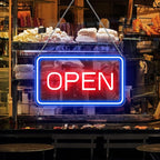 inShareplus 16"x 9" Super Bright Open Sign,12V LED Neon Open Signs for Business for Window, with ON/OFF Switch, Electric Light up Signs for Stores, Restaurants Retail Shops (Blue-Red-Horizontal)