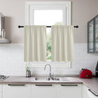KGORGE Room Darkening Curtains 36 inch for Bedroom, Privacy Energy Saving Short Tiers Half Window Curtains for Bedroom Bathroom Dining Cafe, Back Tab Rod Pocket, W34 x L36, Beige, 2 Panels