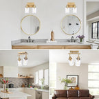 2-Light Track Lighting Fixtures Gold Finish, Multi-Directional Rotating Ceiling Tracking Lights with Clear Glass, Modern Bathroom Wall Vanity Lights Track Lighting Kits for Kitchen Accent Shop