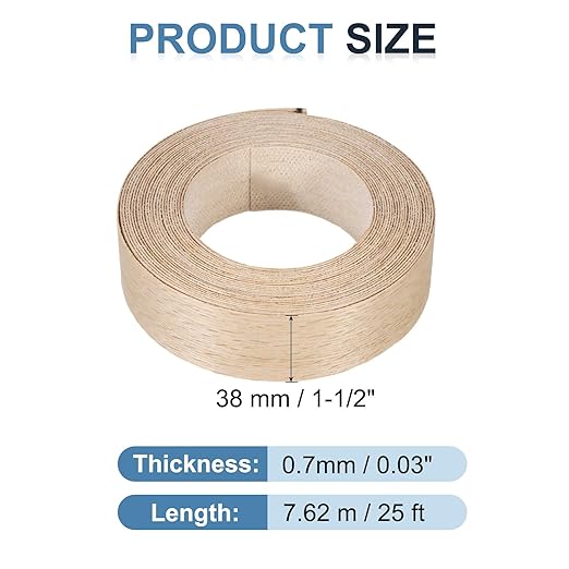 PATIKIL White Oak Edge Banding, 1-1/2 Inch x 25 ft Wood Veneer Tape Pre-glued Flexible Plywood Edge Banding with Hot Melt Adhesive for Furniture Restoration