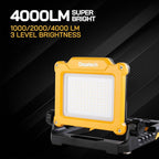 LED Work Light Rechargeable - Cordless Portable Work Light 4000/2000/1000LM Compatible with Dewalt, Milwaukee, Makita, Bosch 18V Power Tool Battery with Magnetic Base（Tool Only