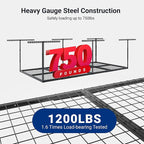 FLEXIMOUNTS 4x8 Overhead Garage Storage Rack, Adjustable Organization System, Heavy-Duty Metal Ceiling Racks, 2 pack, Black, Classic Series