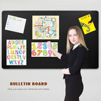 Large Bulletin Board - 72 X 48 inches Cork Board with 30 Pushpin, 6' x 4' Felt Cork Board Notice Pin Board, Self-Adhesive Vision Board Mood Board Foldable Photo Board for Wall (Black)