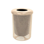 COATEDOUTDOORFURNITURE RFT-P-TAN Heavy Duty Round Trash Receptacle with Flat Top, Liner Included, 32 Gallon, Tan, Made in America