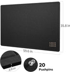 Large Bulletin Board - 60 x 36 Inches, Decorative Felt Pin Board for Wall - 5' x 3' Foldable Photo Display Board with Self-Adhesive Tape, Includes 20 Push Pins - Black