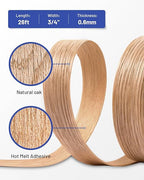 Red Oak Edge Banding 3/4 inch x 25 ft Real Wood Veneer Plywood Edge Banding Iron-on Pre-glued Veneer Edging Tape for Cabinet Repairs Furniture Restoration