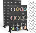 2 Pcs Metal Pegboard Display Stand with 24 Peg Hooks for Retail Crafe Shows&Fairs,Black Merchandise Display Rack for Seling Accessories,Display Stands for Boutique,Stores(16*12 inch)