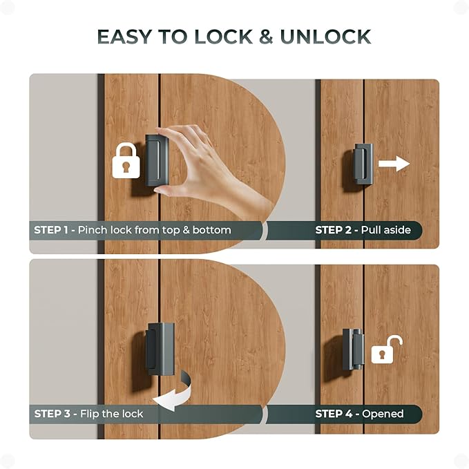 3Pack Home Security Door Reinforcement Lock Childproof, Door Lock for Kid Safety, Door Latch Stopper for Front Door Inside Top of Door, Aluminum Construction Finish