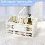 20 L Collapsible Shopping Basket, plastic basket, Basket with Handle, M (White)