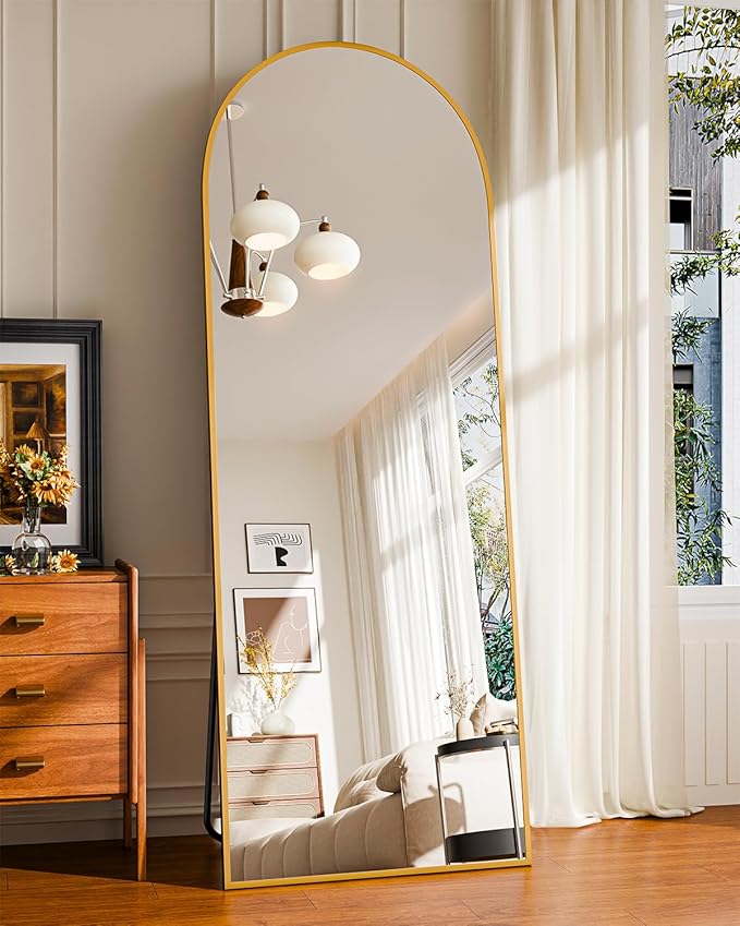 59"x20"Floor Mirror Full Length,Arched Full Length Mirror with Stand,Full Body Mirror,Hanging or Large Leaning for Bedroom Living Room Gold