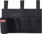 Hanging Bedside Caddy, Bedside Storage Organizer for Magazine, Phone, Remote control (5 Pockets-Black)
