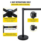 VEVOR Crowd Control Stanchions, 6-Pack Crowd Control Barriers with 3PCS 6.5FT Retractable Belts, Stanchion Posts Queue Pole for Crowd Control Barriers, Easy Assembly