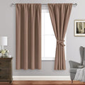 JIUZHEN Blackout Curtains for Bedroom - Thermal Insulated Room Darkening Rod Pocket Curtains for Living Room, Set of 2 Panels with Tiebacks, 42 x 63 Inch Length, Cappuccino