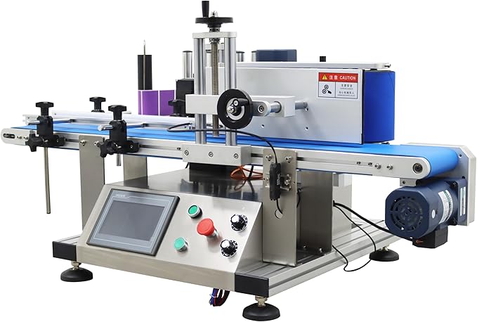 TECHTONGDA Automatic Round Bottle Labeling Machine with Conveyor Bottle Diameter 1.57-3.9inch for Paper Label Gold Label Silver Label Transparent Label