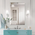 Mirrorons Beveled Mirror, Wall Mirror 24" x 36", Frameless Rectangle Bathroom Mirror with Beveled Edge, Hangs Horizontally or Vertically. Rounded Corner Tempered