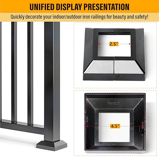 2.5"x2.5"（Actual: 2.5"x 2.5"） Deck Post Base Cover Decorative Post Base Trim Skirt Black Aluminum 2Pack