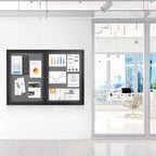 Enclosed Bulletin Board Outdoor Noticeboard with Locking Door, Weather-Resistant, Grey Felt, Black Aluminum Frame, 48 x 34 in