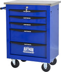 5 Drawers Tool Cart on Wheels with Stainless Steel Worktop, Heavy Duty Mobile Rolling Drawer Tool Chest with Locking Wheels & Lockable Drawers, Garage Tool Storage Cabinet (Blue, 5 Drawers)