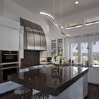 EDISLIVE Modern Wave LED Island Light, 40" Linear Stepless Dimmable Pendant Light Kitchen Island Adjustable Height Ceiling Pendant Nickel