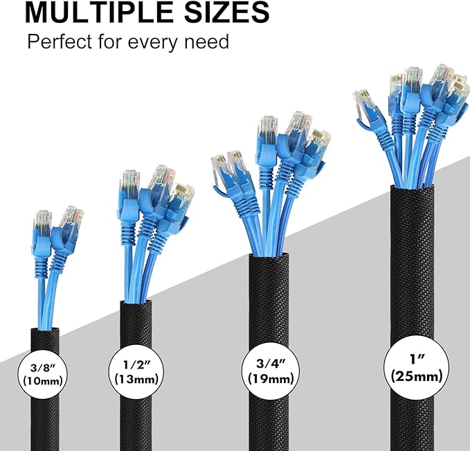 Secbolt Cord Protectors from Pets No Chew, 10ft - 3/8 inch Ultra Durable Cord Covers for Pets, Bite-Resistant Cable and Wire Protector for Cats, Dogs, Rabbits - Black