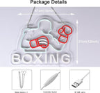 Boxing Neon Sign, Neon Lights Hanging Wall Art Decoration for Fitness Club Gym Sports Room Workout Game Room Man Cave Boys Gifts, USB Powered Ultra Bright Dimmable, 16.1 * 12.2 inches