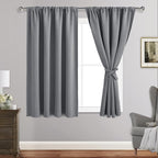 JIUZHEN Blackout Curtains for Bedroom - Thermal Insulated Room Darkening Noise Reducing, 52 x 54 Inch Length Curtains for Living Room, Set of 2 Panels with Tiebacks, Light Grey