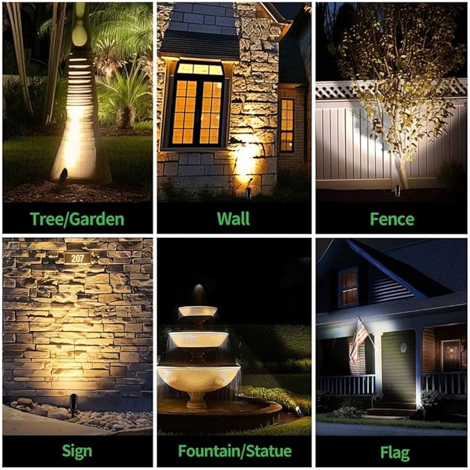 Outdoor Lighting, Black LED Landscape Spotlight, Low Voltage, Waterproof Aluminum Fixture for Lawn, Sign, Home Without MR16 Bulb 12 Pack