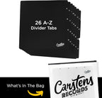 Carstens Records Heavy Duty Vinyl Album Dividers A-Z | Single Sided Printing | 12" LP Organizers with Tabs | Pack of 26 Black | Made in The USA | for Side Browsing