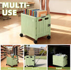Heavy Duty Rolling Cart for Stairs：Collapsible Utility Crate with Wheels & Handle Foldable Tote Box for Toolbox Trade Show Supplies Teachers TODAYGO Mobile Storage Cart with Lid