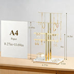 pickpiff Jewelry Stand Holder Organizer: 14.5" Sturdy Hanger for 80 Pcs Jewelry, Jewlery Tower for Display Necklace, Earring, Bracelet, Watch, Mirrored Gold