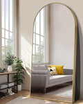 EOGOW 71" x 28" Arched Full Body Mirror,Standing or Leaning Tempered Glass Shatterproof Full Length Mirror with Stand for Bedroom Living Room Entryway,Gold