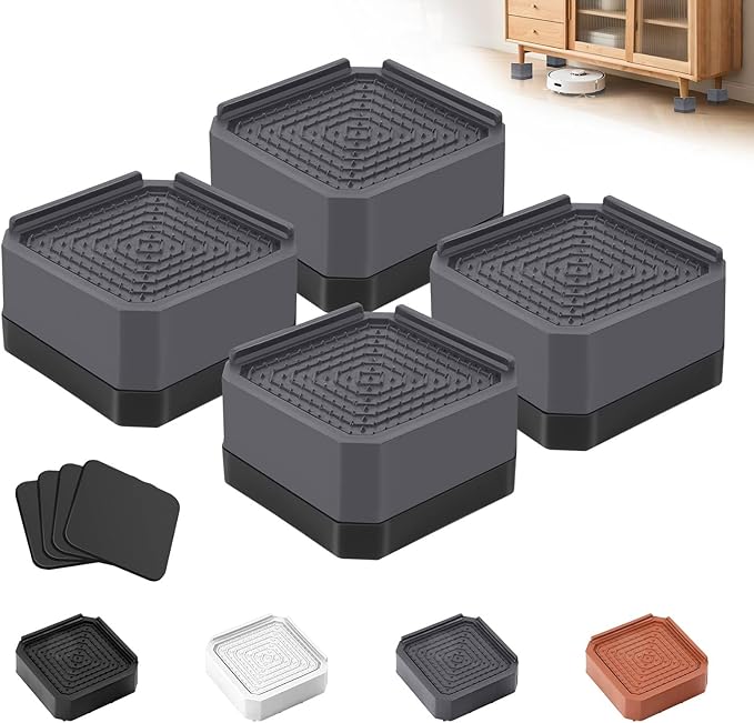 Furniture Risers Bed Risers - Rectangular Adjustable Block Riser for Raising 1.5-3 In. & 4.3 In. Beds, Tables, Sofas, Refrigerators, Washers - Up to 4,000 Pounds (Grey, One Layers 1.5inches)