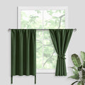 JIUZHEN Tier Curtains 36 Inch Length with 2 Tiebacks, Kitchen Half Window Privacy Curtain Tiers for Windows/Bathroom Shades, Thermal Insulated Room Darkeing Curtain 2 Panels, 42" x 36", Olive Green