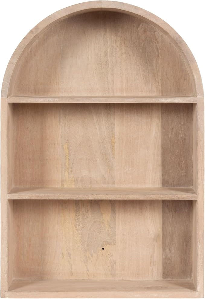 Kate and Laurel Arcott Modern Arched Wall Shelf, 18 x 26, Natural Wood, Transitional Arch Wall Shelves for Over-The-Toilet Storage or Entryway Storage Shelf