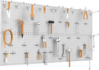TORACK 4 PCS Metal Pegboard Panels(12" x 24") for Wall, Garage Tools Organizer Pegboard for Workbench, Modular Peg Board, Tool Organizer Board Kit(Pack of 4, Grey)