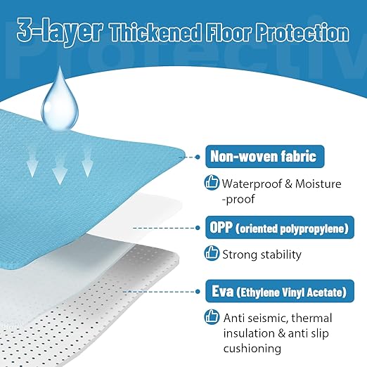 Temporary Floor Protection Film for Construction - 325 SQFT Coverage (39.4" x98.5ft), Heavy-Duty Surface Protector for Hardwood, Tile, Carpet, Countertops