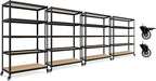 HOMEDANT House 5-Tier Metal Rolling Cart Shelf Rack Casters Heavy Duty Laminated Wheel Shelving Unit Adjustable Utility Storage Shelves Organizer Shelf Kitchen Garage (4, (L) 48.1" W, Black)