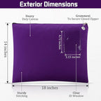 4 Pcs Interoffice Mailer Canvas Transit Sack Zipper Bag 18" x 14" Large Zipper Pouch with Grommet Interoffice Mail Bag (Purple)