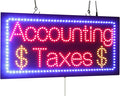 Accounting Taxes Sign, 24"x12", 60x30cm, TOPKING, LED, Neon, Florescent, Signage, Signboard, Display, Billboard, Screen, Grand Opening, Gift