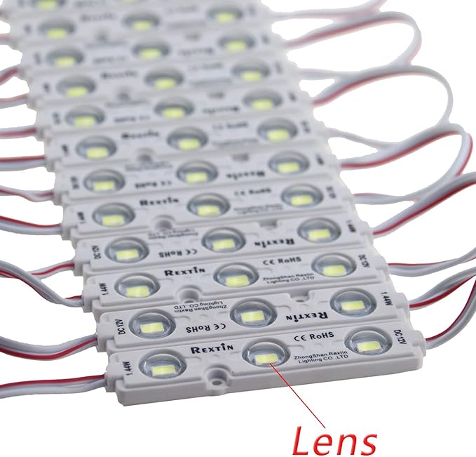 REXTiN Super Bright 200pcs 3 LED Module Blue 5630 5730 SMD 40-45LM Per led Waterproof Decorative Light for Letter Sign Advertising Signs with Tape Adhesive Backside