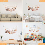 Hanging Photo Display with 18 Wood Clips, Boho Wooden Bead Wall Décor for Bedroom, Living Room, Dorm, Kids Art Picture Display