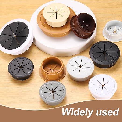 uxcell 4 Pcs Desk Grommet, 3.15 inch 80mm Desk Cable Hole Cover Wire Hole Insert for Home Office Table Cabinet Cord Organizer, Brown